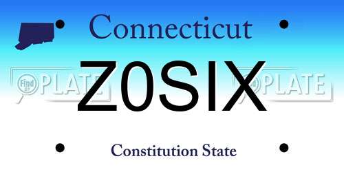 Z0SIX Connecticut License Plate