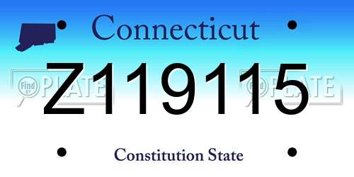 Z119115 Connecticut License Plate