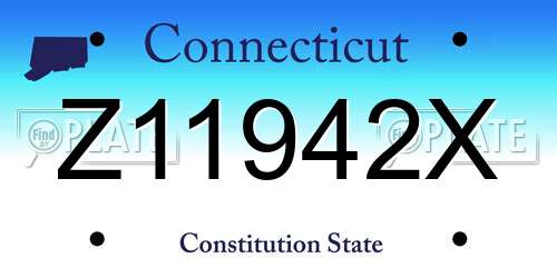 Z11942X Connecticut License Plate