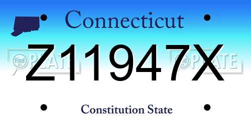 Z11947X Connecticut License Plate