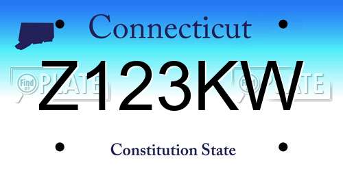 Z123KW Connecticut License Plate