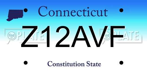 Z12AVF Connecticut License Plate