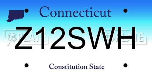 Z12SWH Connecticut License Plate