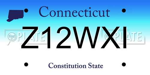 Z12WXI Connecticut License Plate