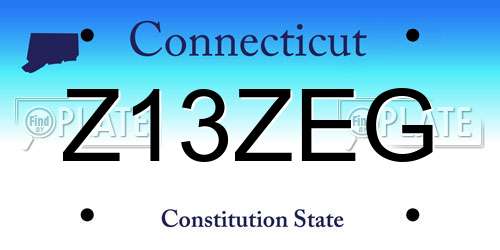 Z13ZEG Connecticut License Plate