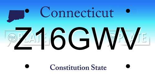 Z16GWV Connecticut License Plate