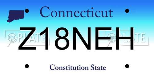 Z18NEH Connecticut License Plate
