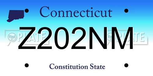 Z202NM Connecticut License Plate