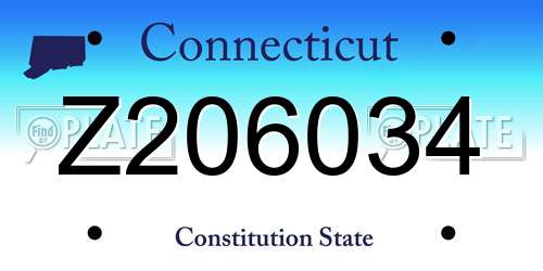Z206034 Connecticut License Plate