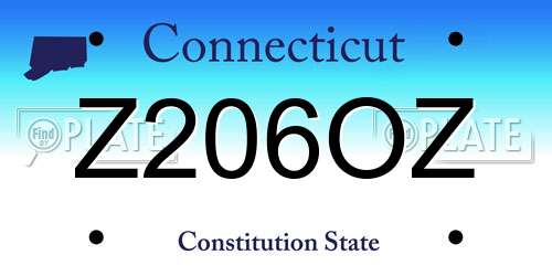 Z206OZ Connecticut License Plate
