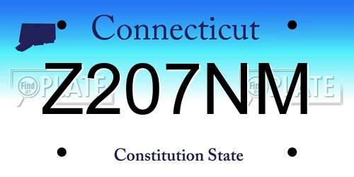 Z207NM Connecticut License Plate