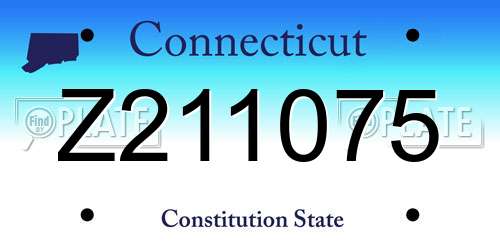 Z211075 Connecticut License Plate