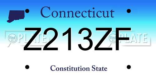 Z213ZF Connecticut License Plate