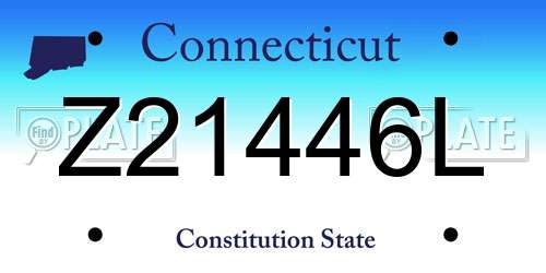 Z21446L Connecticut License Plate