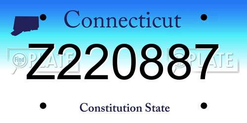 Z220887 Connecticut License Plate