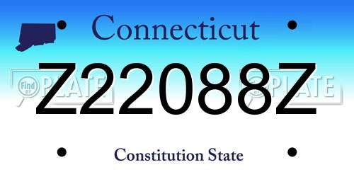 Z22088Z Connecticut License Plate