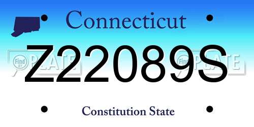 Z22089S Connecticut License Plate