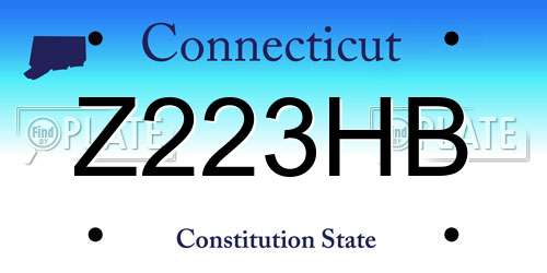 Z223HB Connecticut License Plate