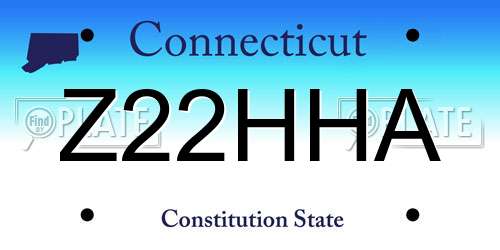 Z22HHA Connecticut License Plate