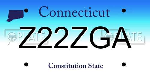 Z22ZGA Connecticut License Plate