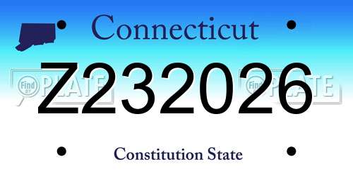 Z232026 Connecticut License Plate