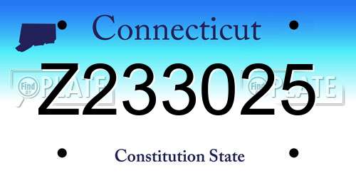 Z233025 Connecticut License Plate