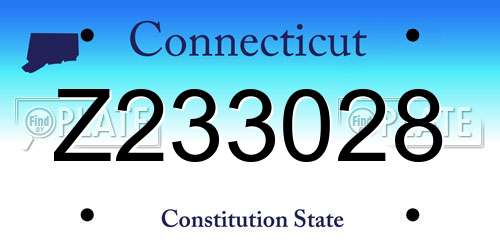 Z233028 Connecticut License Plate