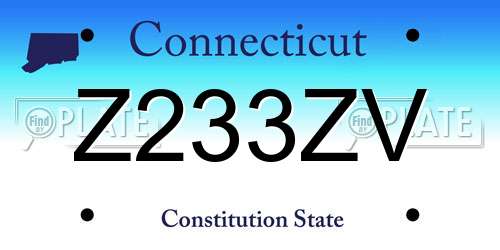Z233ZV Connecticut License Plate
