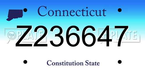 Z236647 Connecticut License Plate