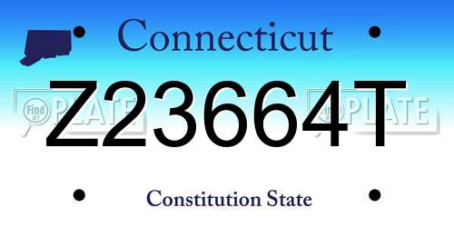 Z23664T Connecticut License Plate
