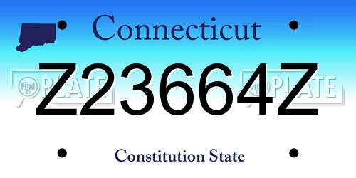 Z23664Z Connecticut License Plate