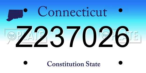 Z237026 Connecticut License Plate
