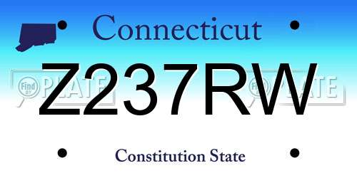 Z237RW Connecticut License Plate