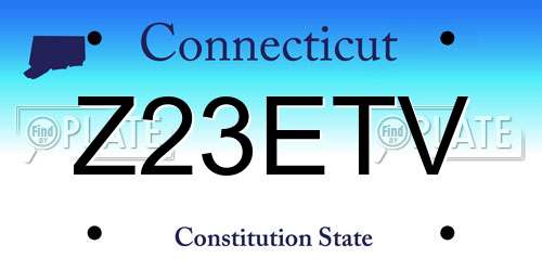 Z23ETV Connecticut License Plate