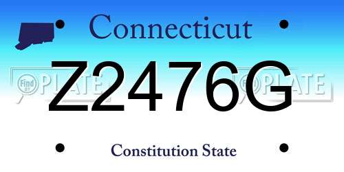 Z2476G Connecticut License Plate