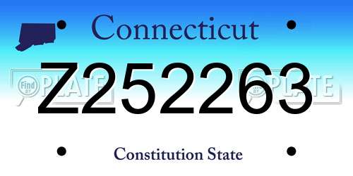 Z252263 Connecticut License Plate