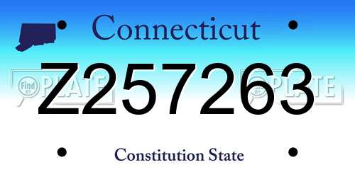 Z257263 Connecticut License Plate