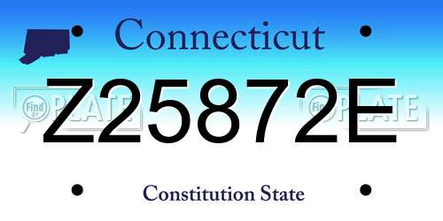 Z25872E Connecticut License Plate