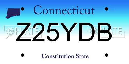 Z25YDB Connecticut License Plate