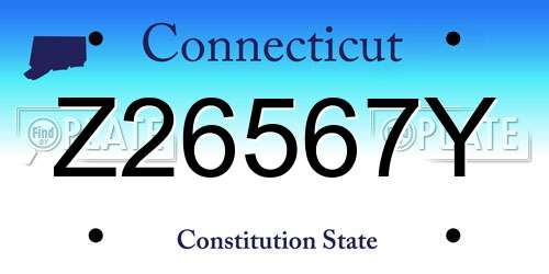 Z26567Y Connecticut License Plate