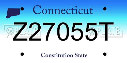 Z27055T Connecticut License Plate
