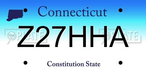 Z27HHA Connecticut License Plate