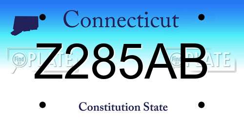 Z285AB Connecticut License Plate