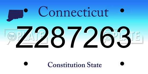 Z287263 Connecticut License Plate