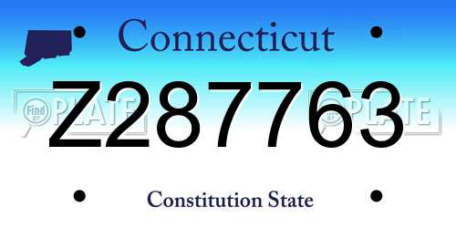 Z287763 Connecticut License Plate