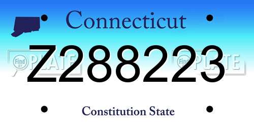 Z288223 Connecticut License Plate