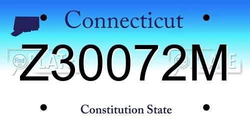 Z30072M Connecticut License Plate
