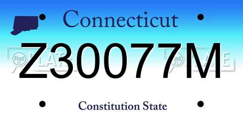 Z30077M Connecticut License Plate