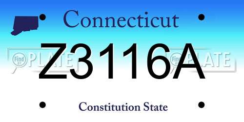 Z3116A Connecticut License Plate