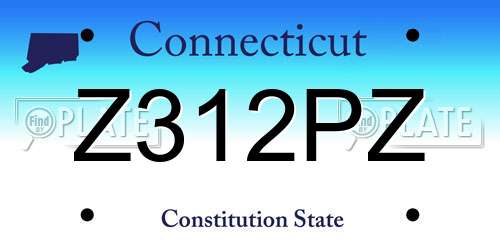 Z312PZ Connecticut License Plate